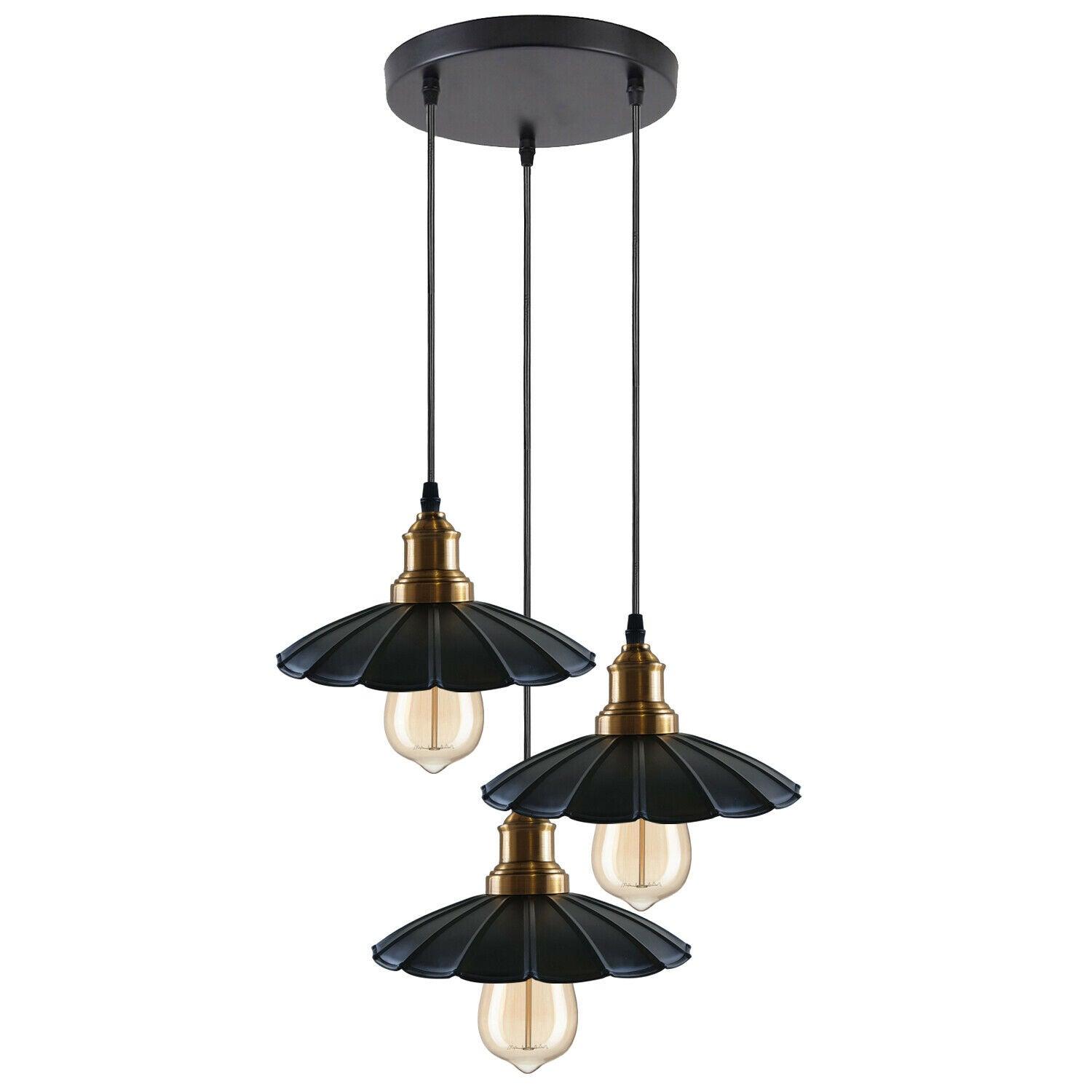 3 Outlet Black Wavy Metal Ceiling Pendant Light~1488-5