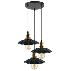 3 Outlet Black Wavy Metal Ceiling Pendant Light~1488-5