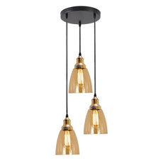 3 Outlet Industrial Retro Loft Glass Ceiling Lampshade Pendant Light~1428-10