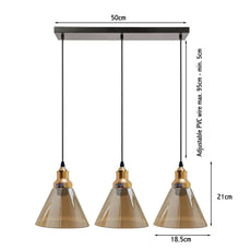 3 Outlet Industrial Retro Loft Glass Ceiling Lampshade Pendant Light~1428-19