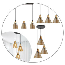 3 Outlet Industrial Retro Loft Glass Ceiling Lampshade Pendant Light~1428-0