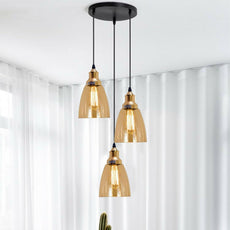 3 Outlet Industrial Retro Loft Glass Ceiling Lampshade Pendant Light~1428-2