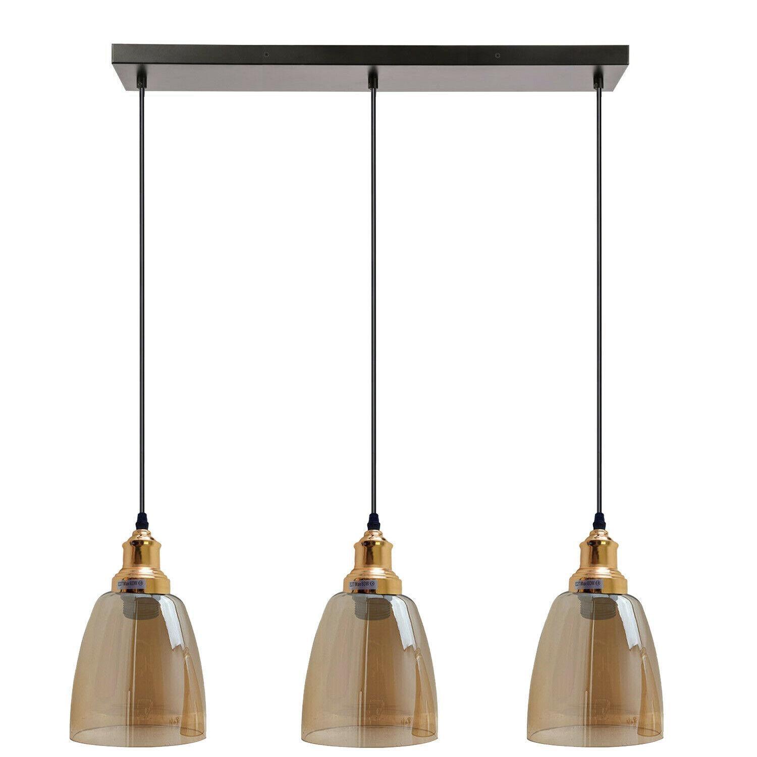 3 Outlet Industrial Retro Loft Glass Ceiling Lampshade Pendant Light~1428-8