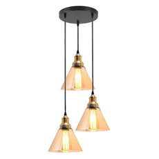 3 Outlet Industrial Retro Loft Glass Ceiling Lampshade Pendant Light~1428-12