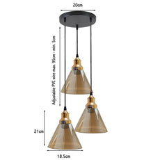 3 Outlet Industrial Retro Loft Glass Ceiling Lampshade Pendant Light~1428-15