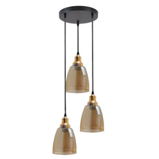 3 Outlet Industrial Retro Loft Glass Ceiling Lampshade Pendant Light~1428-16