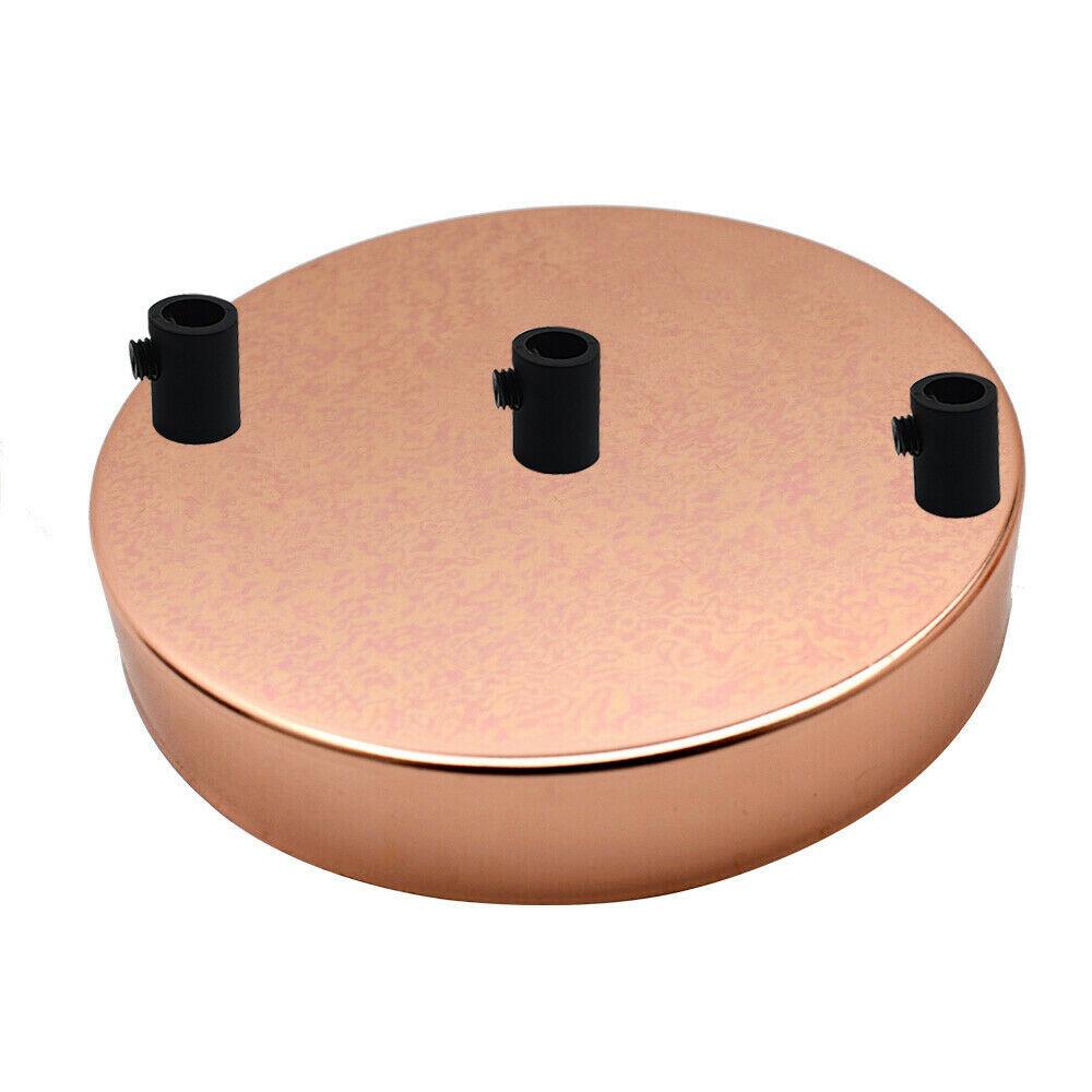 3 Outlet Rose Gold Metal Ceiling Rose 120x25mm~2808-0