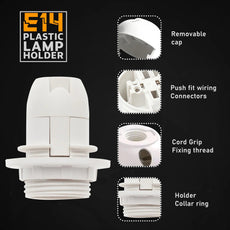 3 Pack E14 Socket Bulb Holder Edison Small Screw White Plastic Lamp holder~4361-3