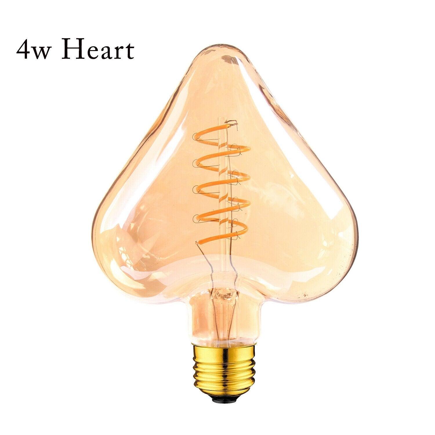 3 Pack LED Soft Light Heart E27 4W Filament Glass Retro Warm White~1016-2