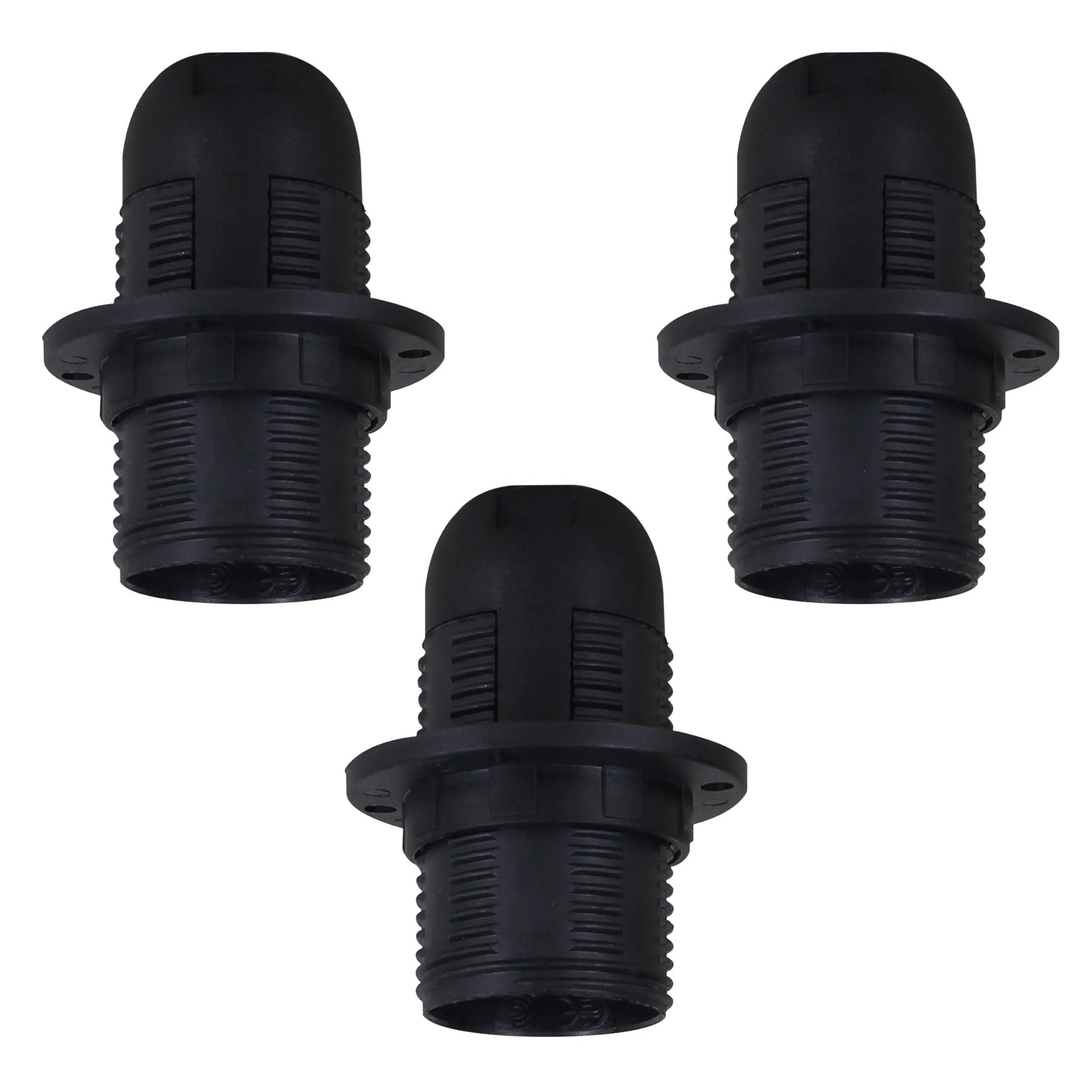 3 Pack Screw E27 Light Bulb Lamp Holder Pendant Socket Edison Black Plastic~4364-0