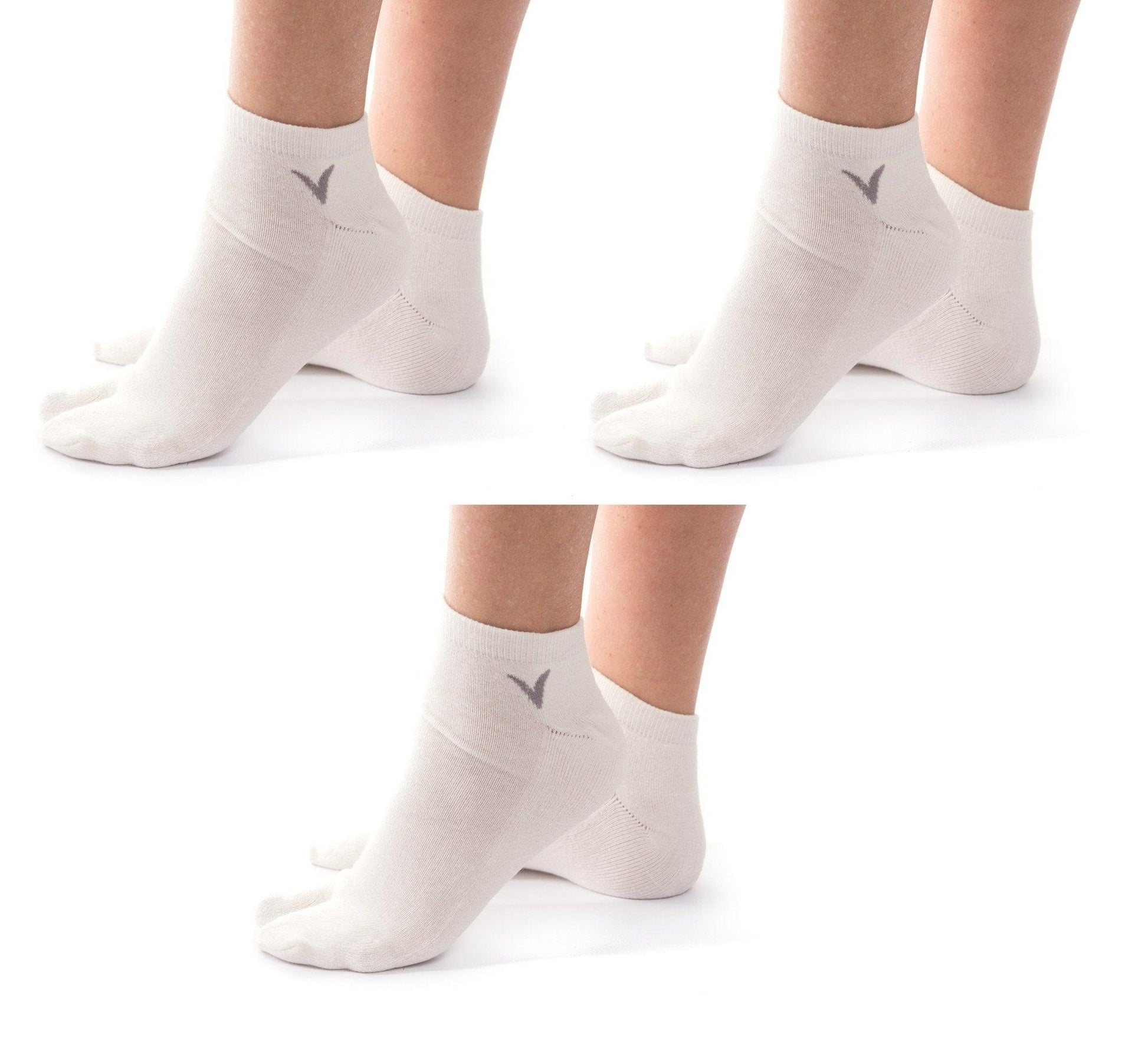 3 Pairs V-Toe Flip-Flop Tabi Big Toe White Ankle Socks Comfortable Stylish For Men And Women Fun Socks - Puritific