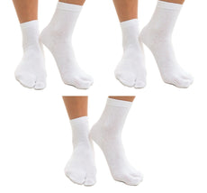 3 Pairs - V-Toe Flip Flop Tabi Socks White Solid - Puritific