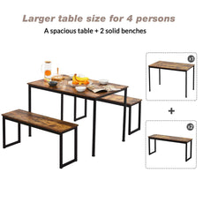 3-Piece Dining Table and Bench Set/ Dinette - Puritific