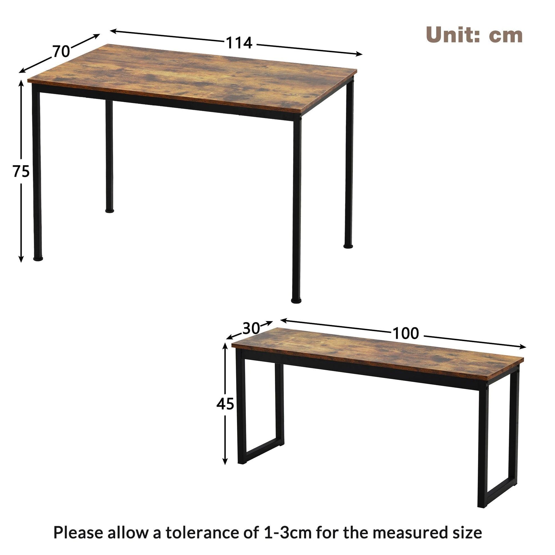 3-Piece Dining Table and Bench Set/ Dinette - Puritific