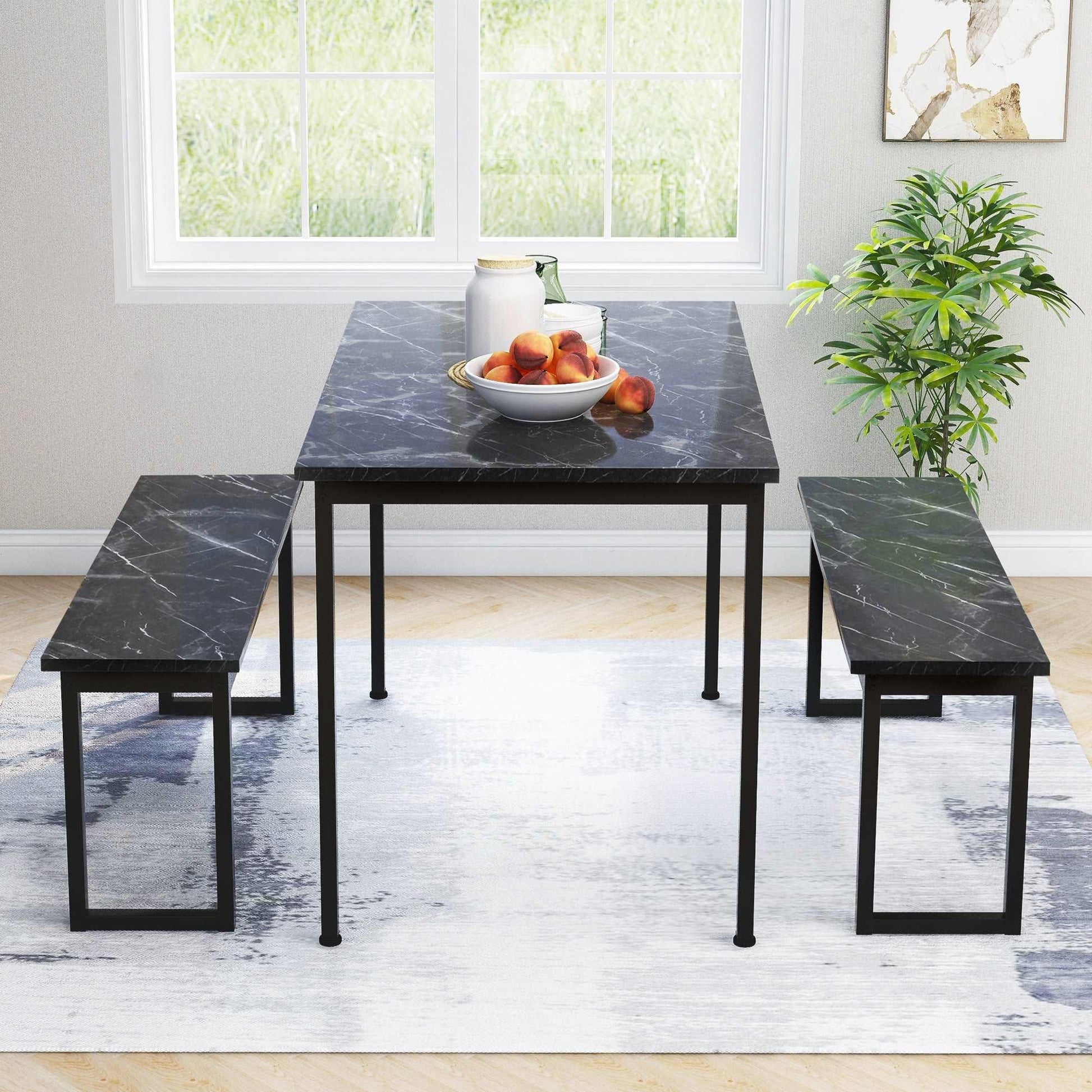 3-Piece Dining Table and Bench Set - Puritific