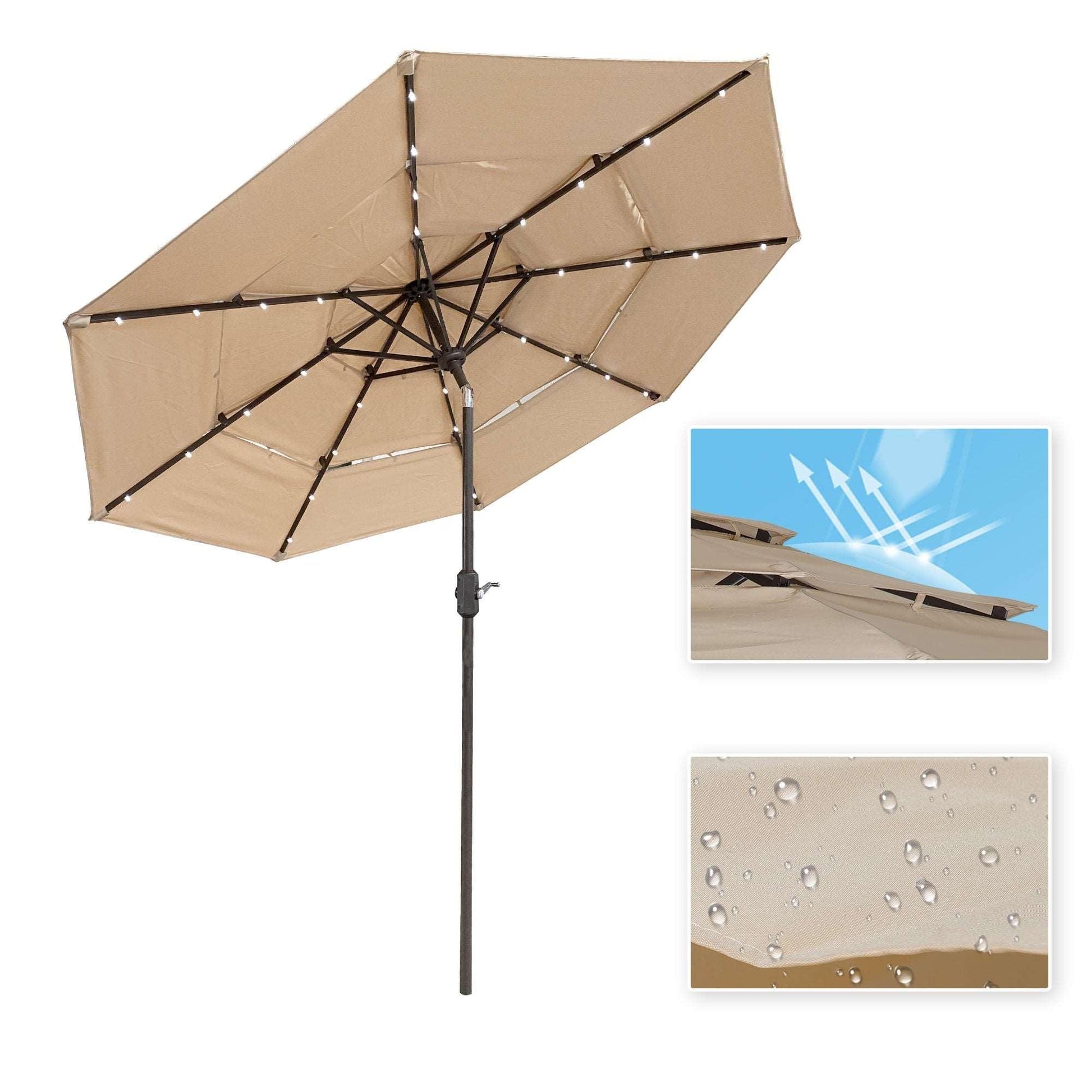 3 Tiers Outdoor Umbrella With 32 LED Lights - Puritific