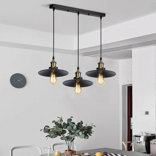 3 Way Modern Black Ceiling Pendant Cluster Light Fitting Industrial Pendant Lampshade~2137-0