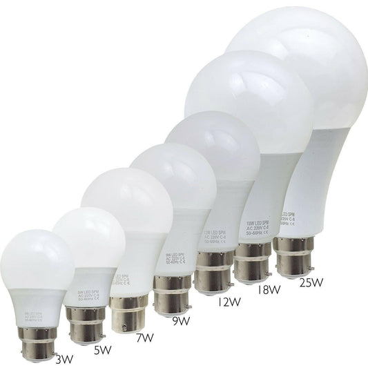 3 X Energy Saving LED Light Cool White Bulbs B22 Bayonet Screw Lamp 3W-25W GLS~1443-0