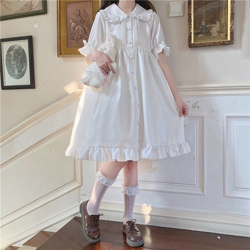 White Princess Puff Sleeve Dress - Puritific