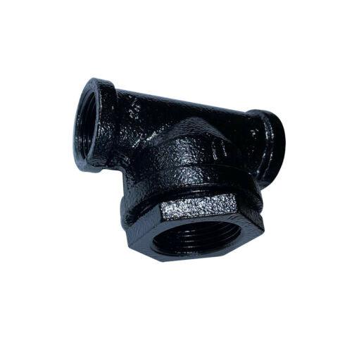 3/4 BSP MALLEABLE iron pipe BLACK Painted T Connecter with Nut pipe light fitting~4528-0