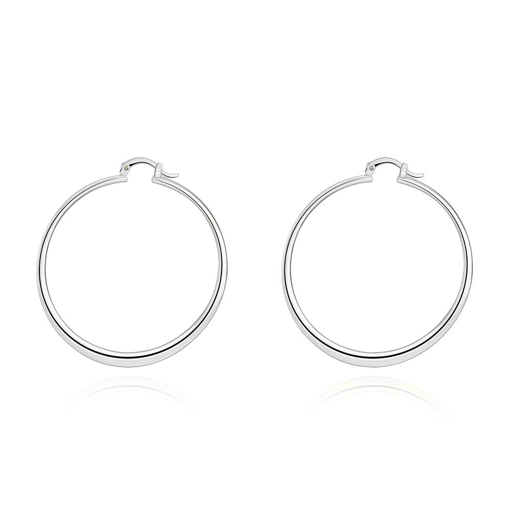 2" Flat Hoop Earrings in 18K White Gold Plated - Puritific