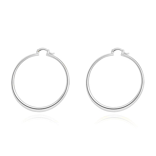 2" Flat Hoop Earrings in 18K White Gold Plated - Puritific