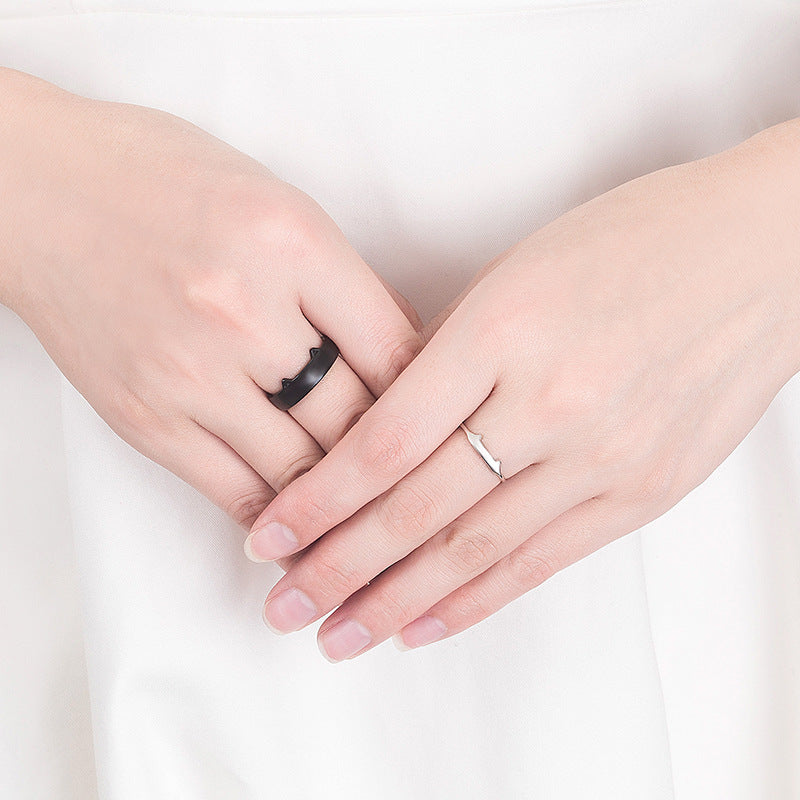 Black and White Cat Couple Rings - Puritific