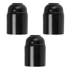 3Pack E27 Light Bulb Pendant Socket Holder,Screw Black Plastic Lamp holder~4386-0