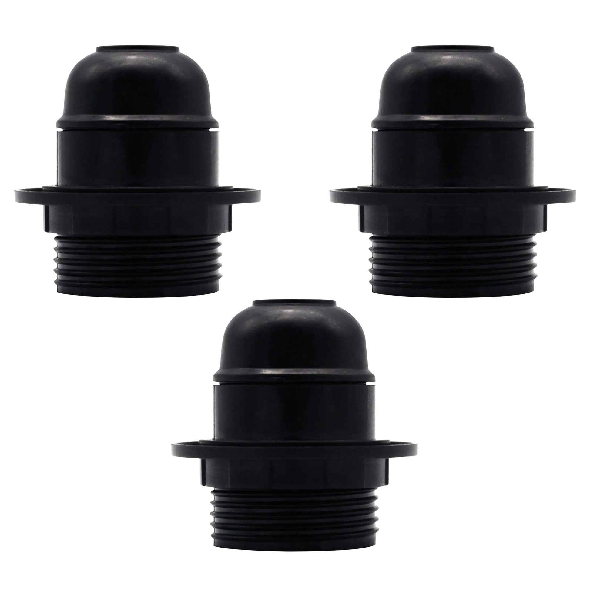 3Pack E27 Light Bulb Pendant Socket Holder,Screw Black Plastic Lamp holder~4392-0