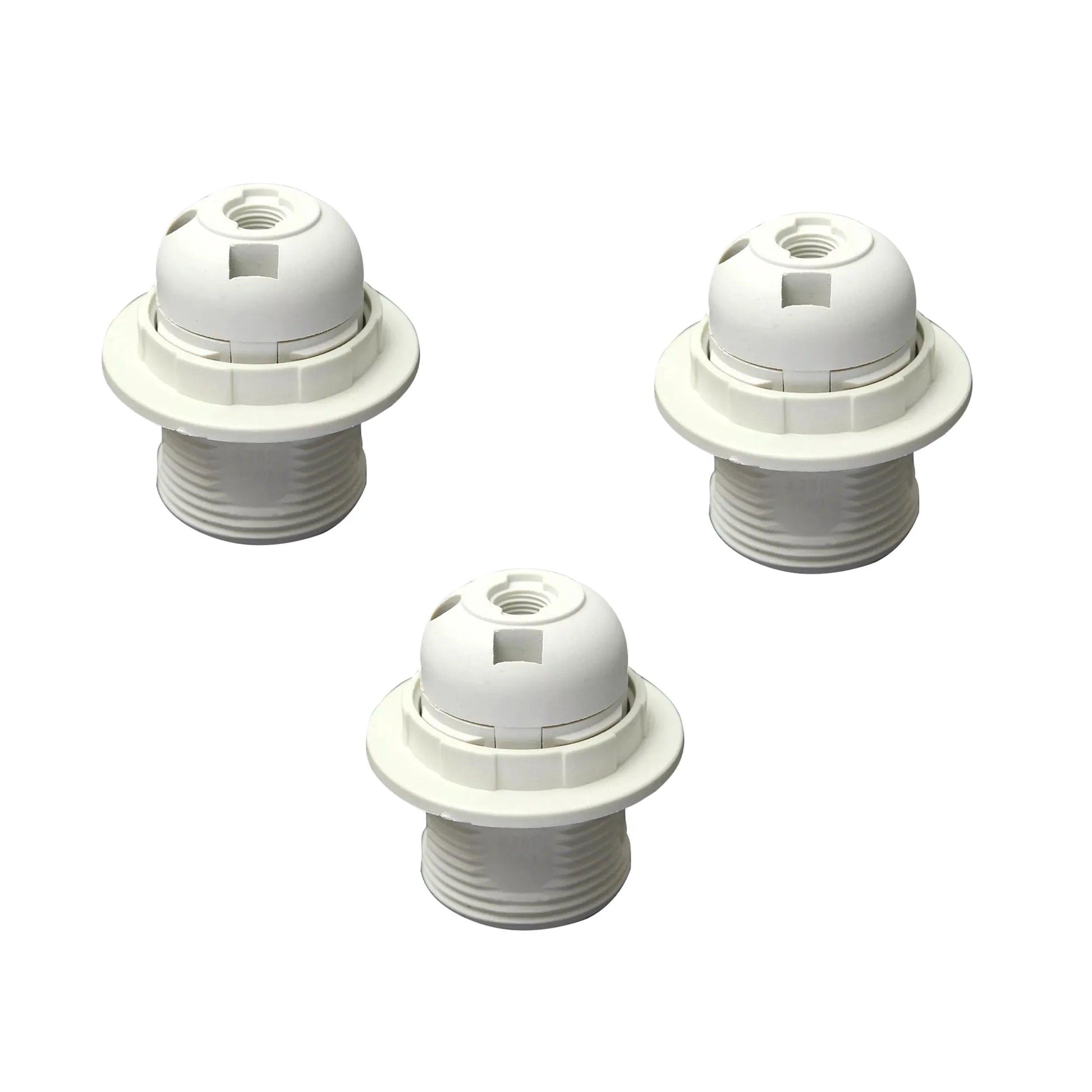 3Pack E27 Light Bulb Pendant Socket Holder,Screw White Plastic Lamp holder~4367-0