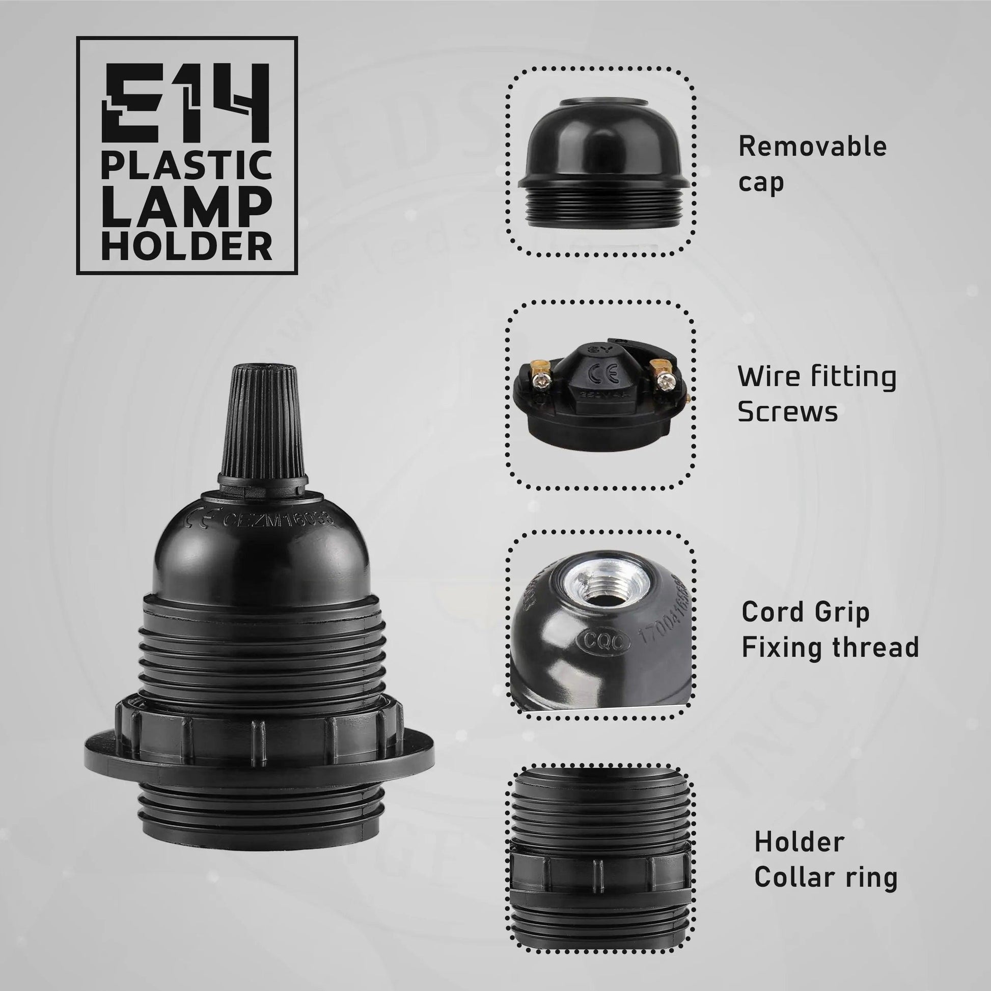 3Pack E27 Light Bulb,Pendant  Socket Holder Screw Black Plastic Lamp holder~4376-3