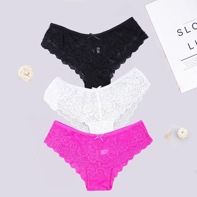 3pcs/lots Women Briefs Sexy Full Lace Panties - Puritific