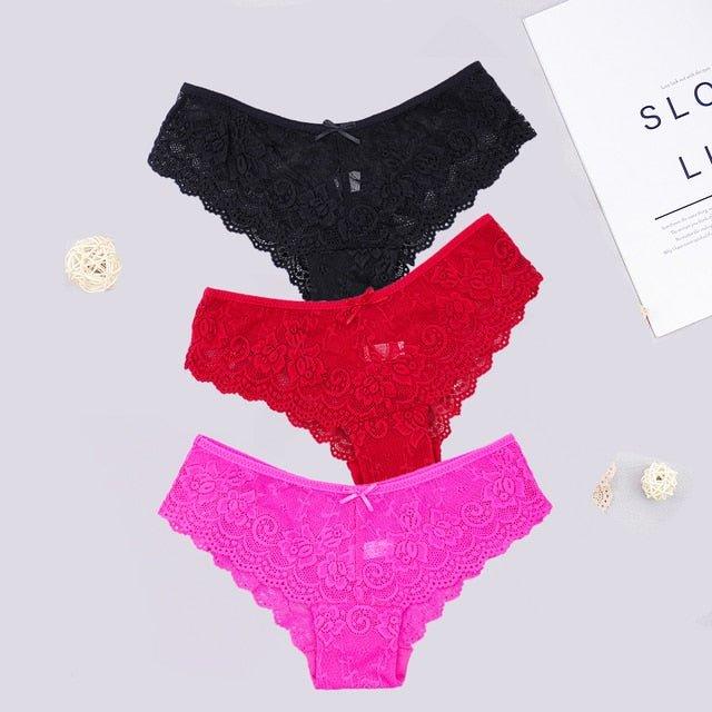 3pcs/lots Women Briefs Sexy Full Lace Panties - Puritific