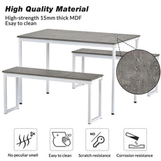 4-Person Space-Saving Dinette for Kitchen Patio Outdoor (grey+white） - Puritific