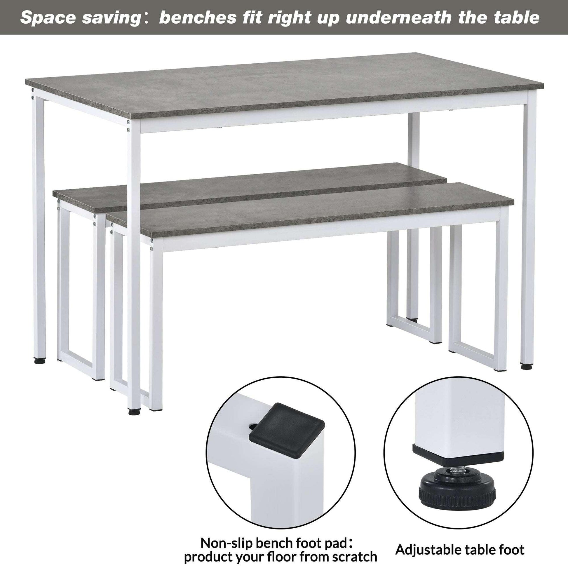 4-Person Space-Saving Dinette for Kitchen Patio Outdoor (grey+white） - Puritific