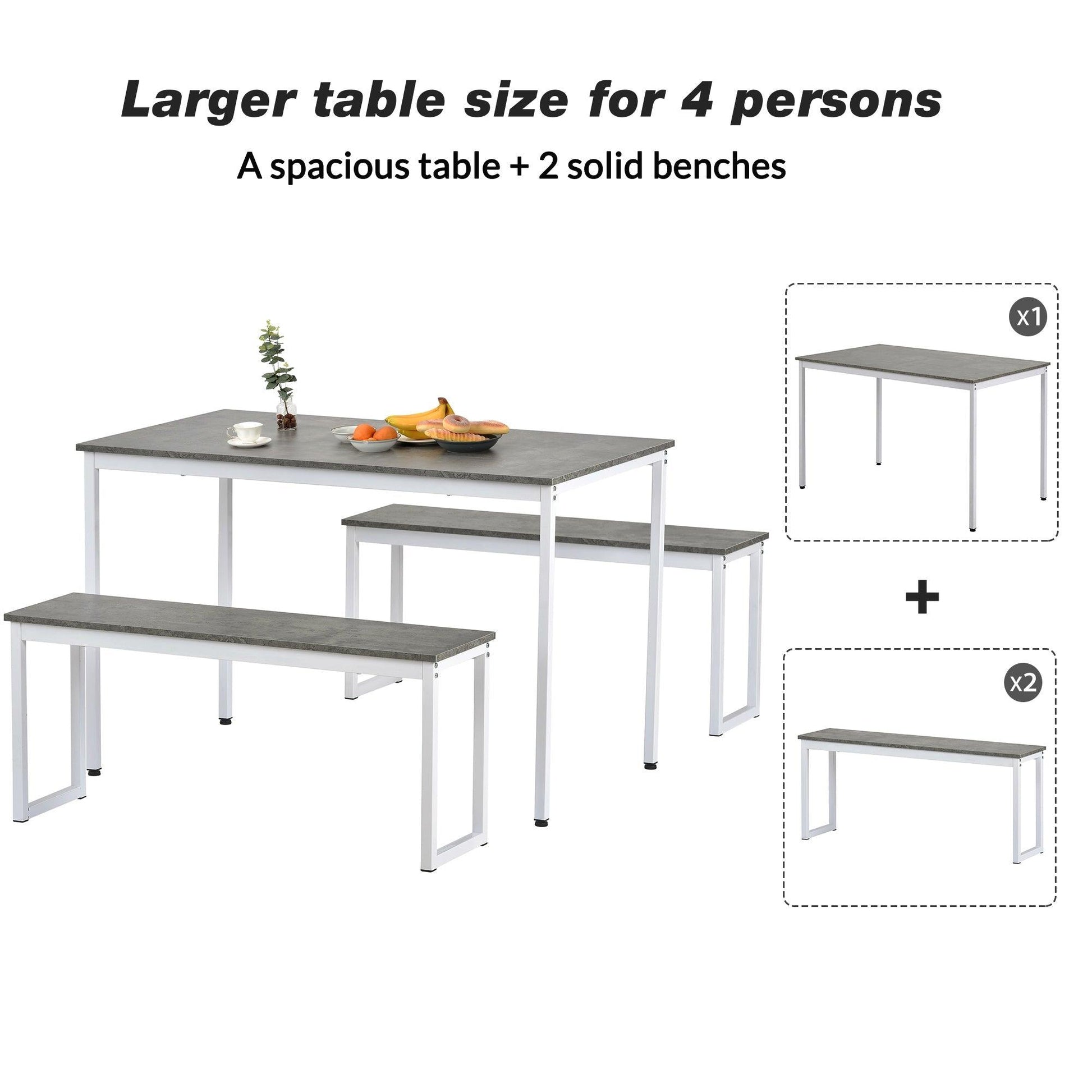 4-Person Space-Saving Dinette for Kitchen Patio Outdoor (grey+white） - Puritific