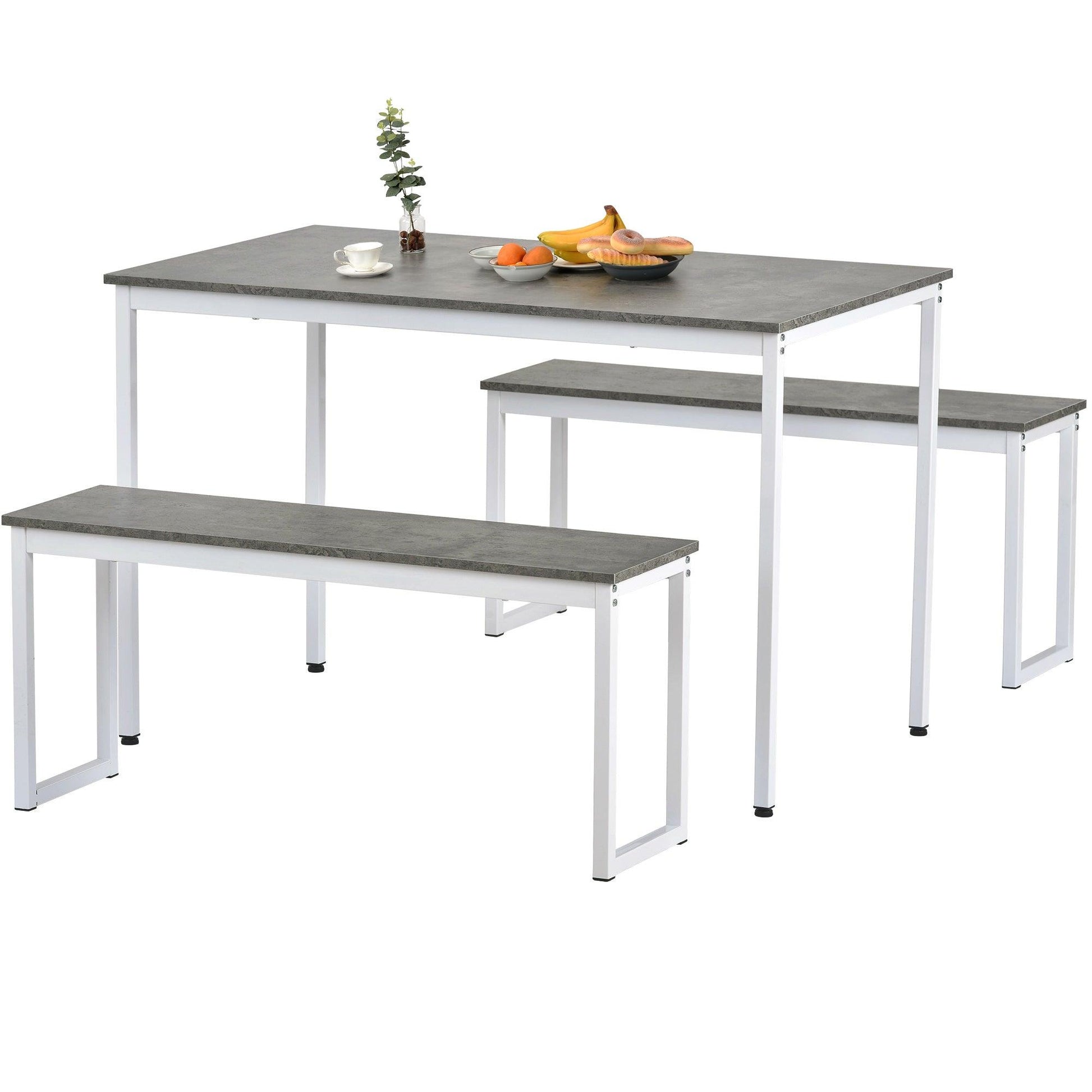 4-Person Space-Saving Dinette for Kitchen Patio Outdoor (grey+white） - Puritific