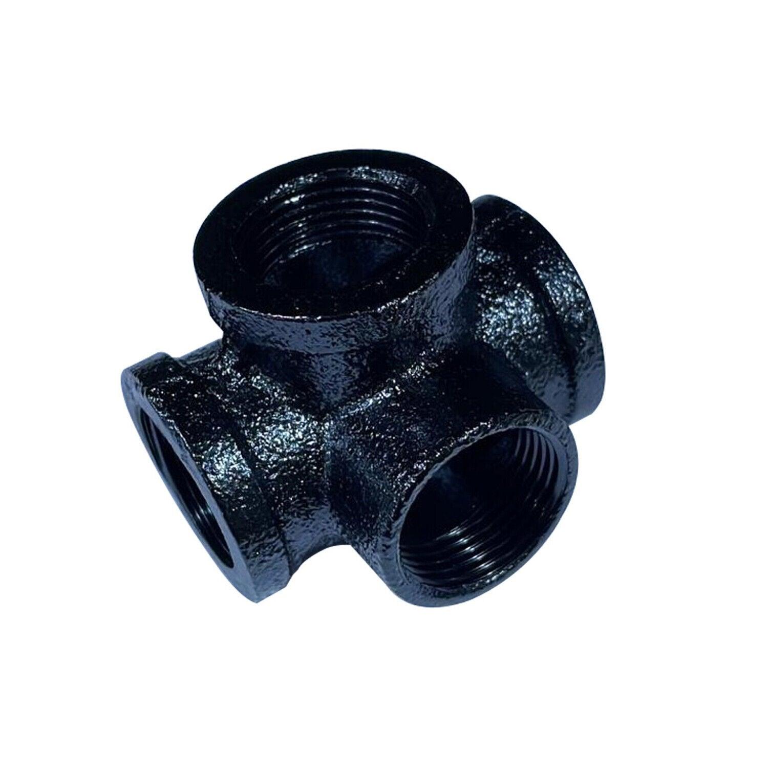 4 Way ¾ inch BSP Malleable Iron Black Painted Pipe Light Fittings & Accessories-DIY~4512-0