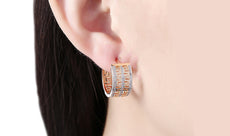 14K Gold Plating White Sapphire Pav'e Laser Cut Celtic Design Hinge Earrings - 2 Options Available - Puritific