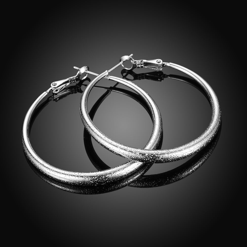 1.6" Round Hoop Earring in 18K White Gold Plated - Puritific