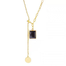 Black Gem Square Necklace - Puritific