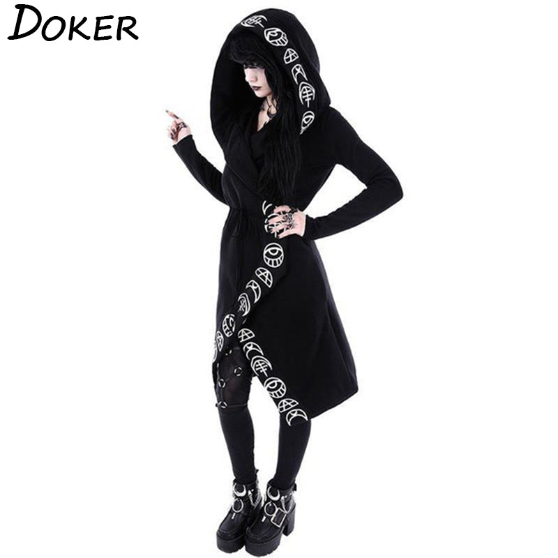 Gothic Punk Black Long Women Hoodies - Puritific