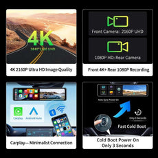 4K Dash Cam Wireless CarPlay - Puritific