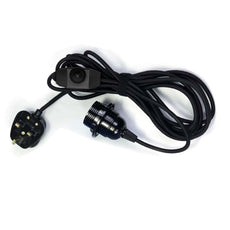 4M Fabric Flex Cable UK Black colour Plug In Pendant Lamp Light Set E27 Bulb Holder+ switch~3747-2