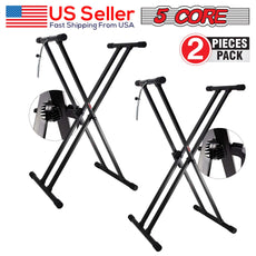 5 Core Adjustable Keyboard Stand Black/ Double Braced X Style Digital Piano Stand/ Sturdy and Durable Pro Series Keyboard Stand with Gear & Locking Straps- KS 2X GEAR-16