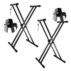 5 Core Adjustable Keyboard Stand Black/ Double Braced X Style Digital Piano Stand/ Sturdy and Durable Pro Series Keyboard Stand with Gear & Locking Straps- KS 2X GEAR-17