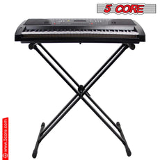 5 Core Adjustable Keyboard Stand Black/ Double Braced X Style Digital Piano Stand/ Sturdy and Durable Pro Series Keyboard Stand with Gear & Locking Straps- KS 2X GEAR-4