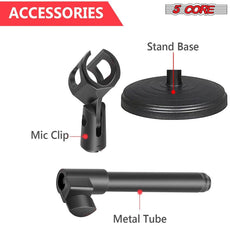 5 Core Desktop Microphone Stand, Upgraded Height Adjustable Table Mic Stand with Mic Clip MS RBS BOOM-9