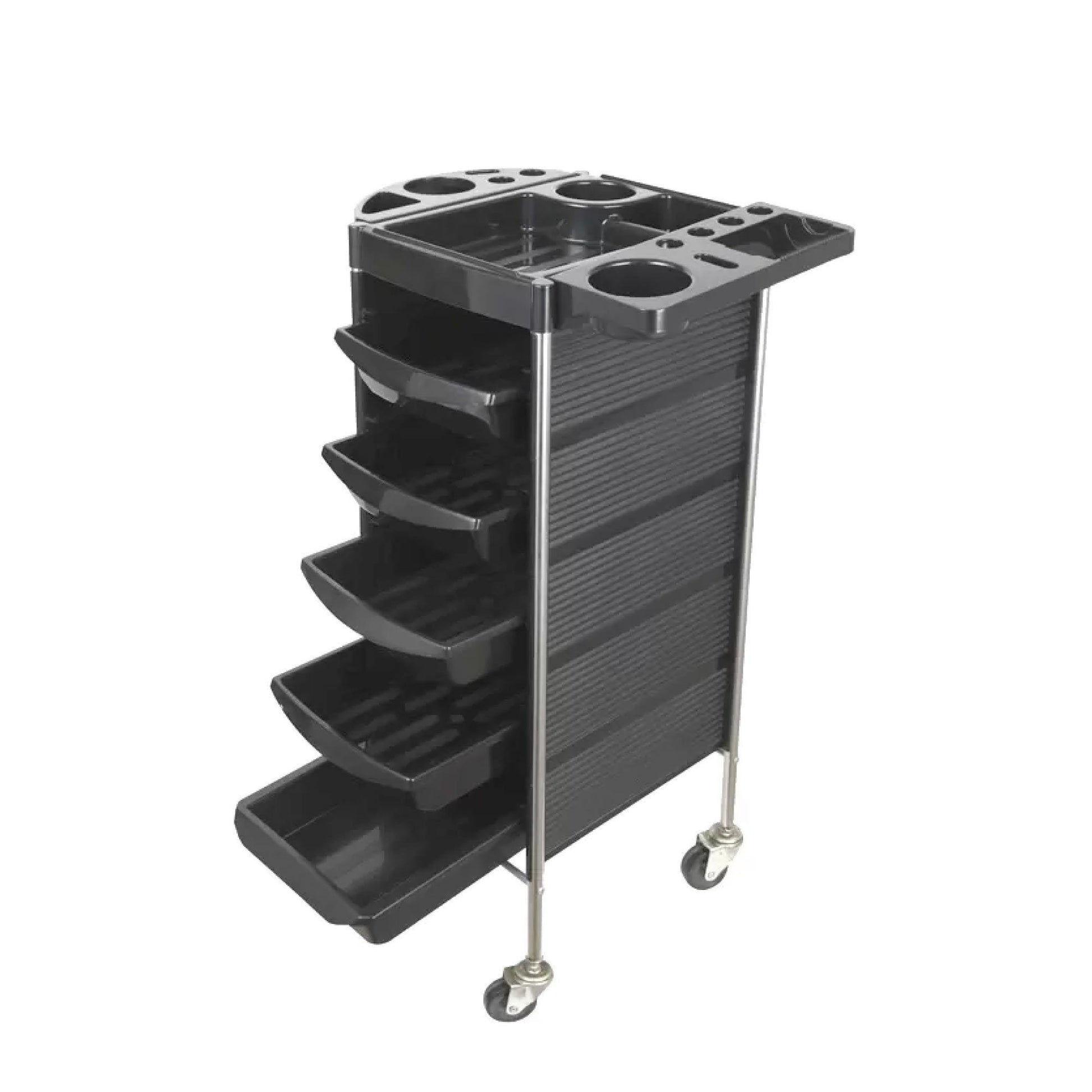 5 Drawer Hairdressing Trolley Black 90x30x36cm Hair Salon Beauty Rolling Cart-0