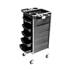 5 Drawer Hairdressing Trolley Black 90x30x36cm Hair Salon Beauty Rolling Cart-9